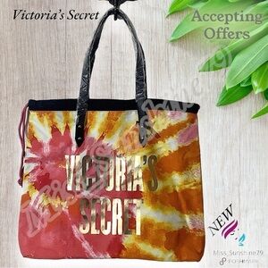 Victoria’s Secret NEW - canvas tote in dye print - drawstring - inside lined